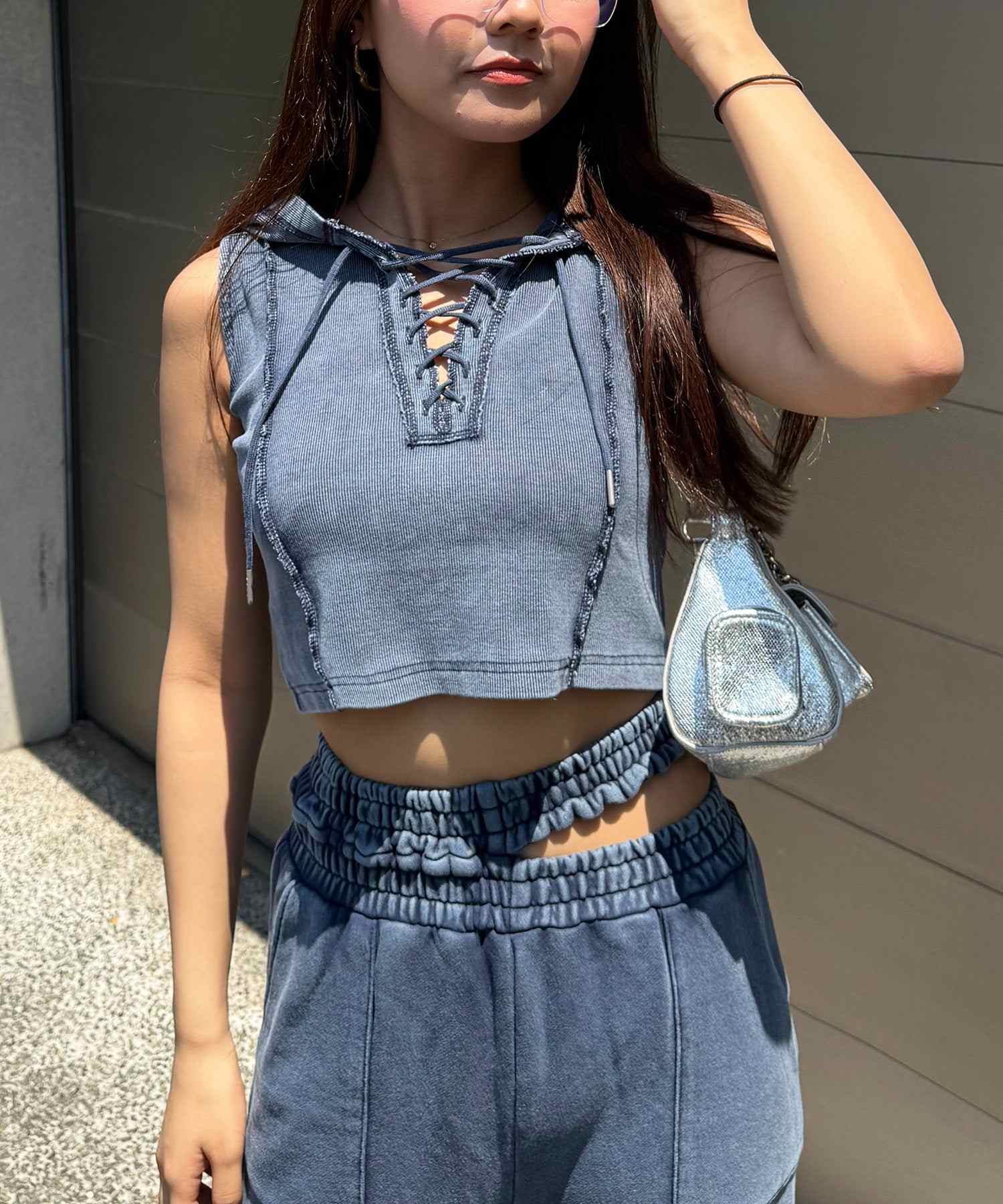 スパイラルガール SPIRALGIRL ピグメントノースリトップス (ネイビー) ネイビー