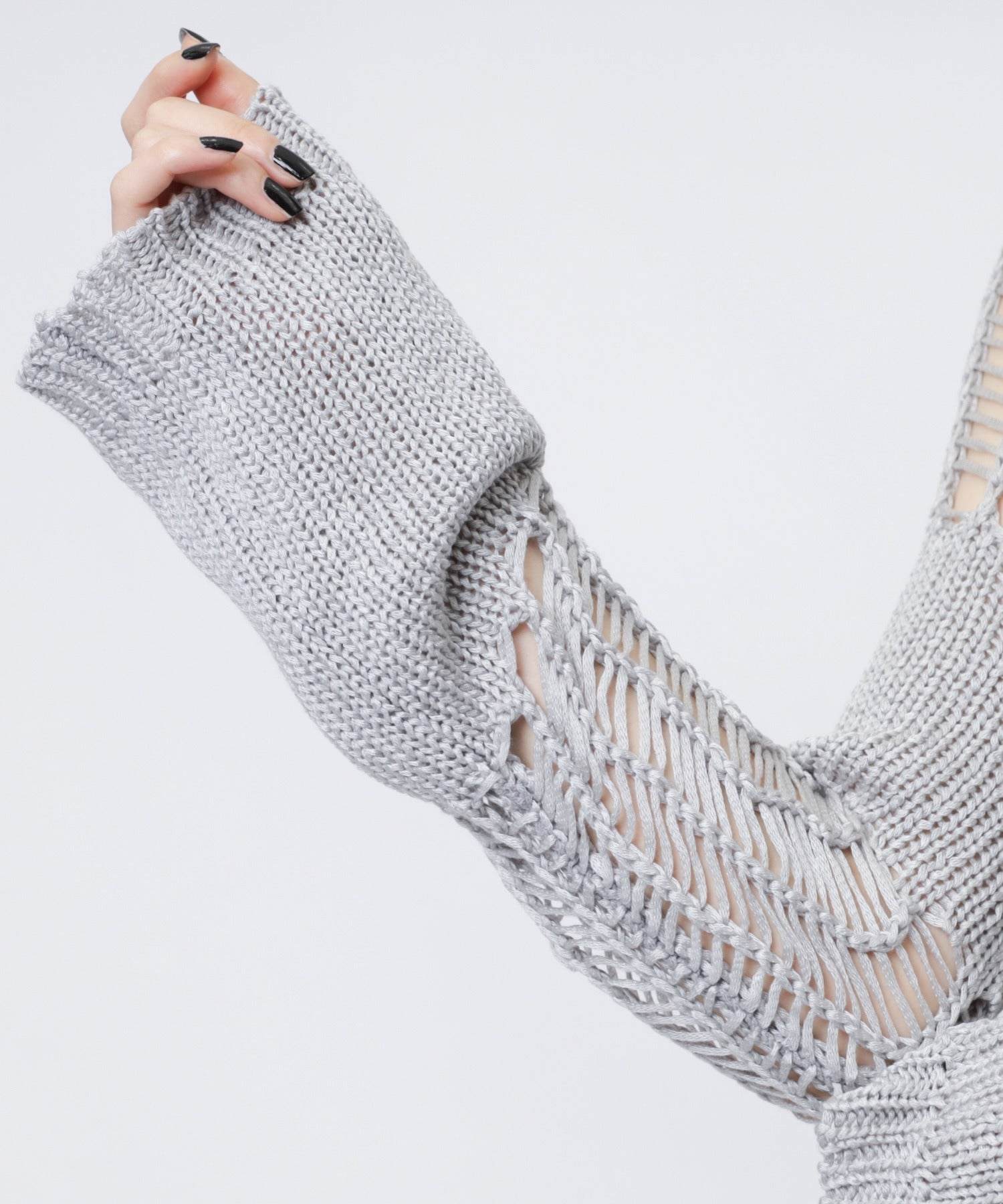 スパイラルガール SPIRALGIRL ストール付きかぎ編みショートトップス (グレー) グレー