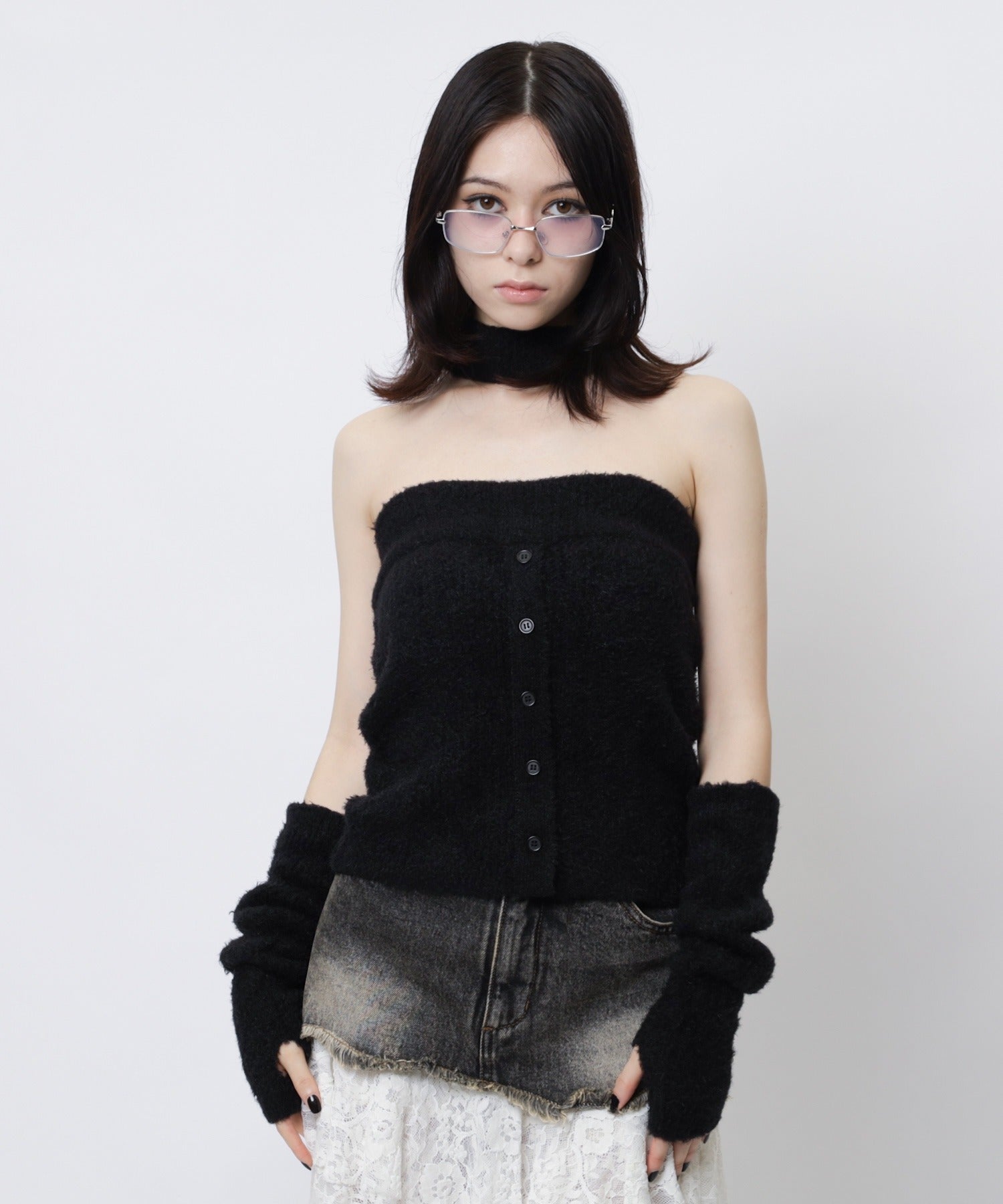 スパイラルガール SPIRALGIRL アームウォーマーシャギーニット (ブラック) ブラック