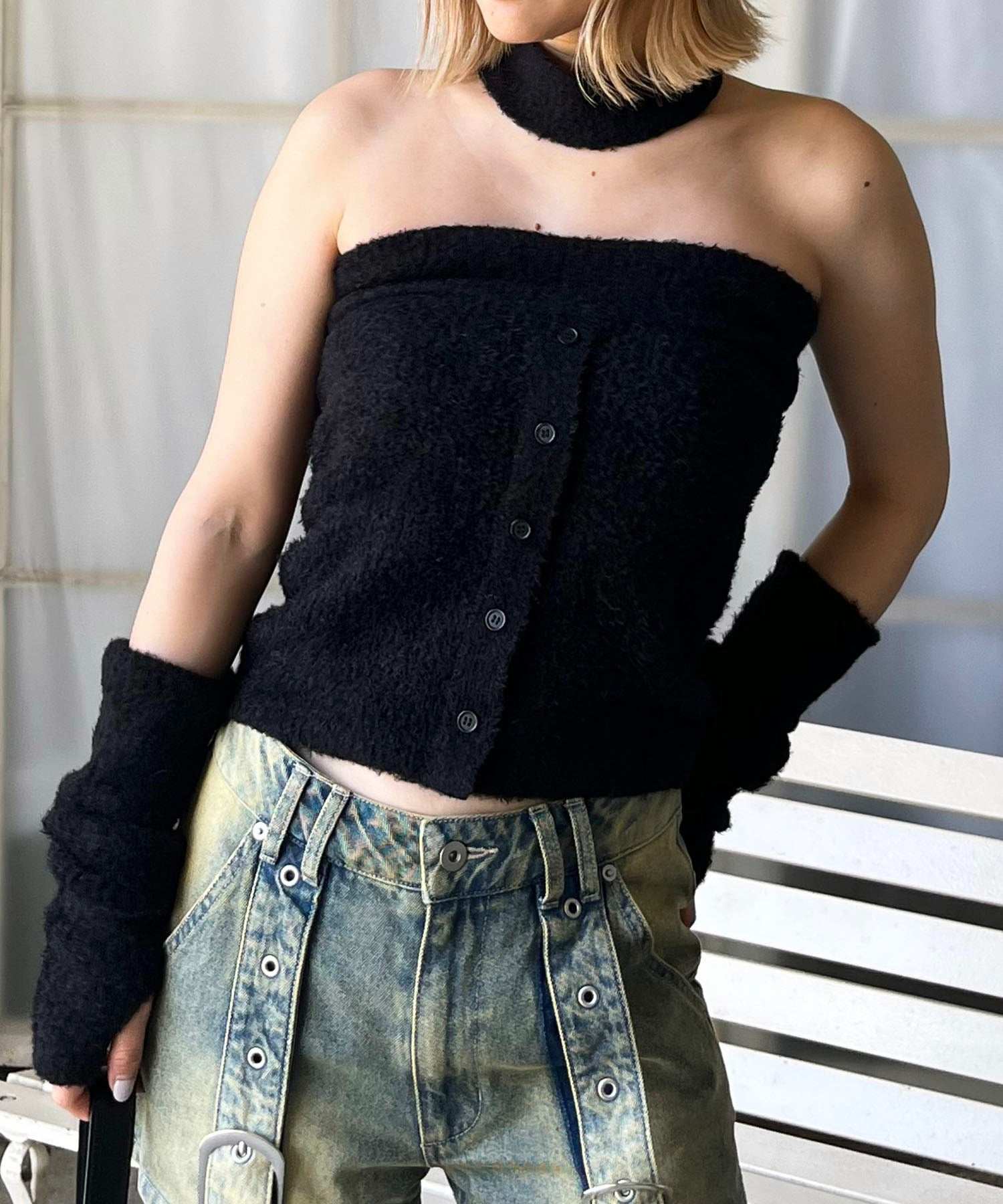 スパイラルガール SPIRALGIRL アームウォーマーシャギーニット (ブラック) ブラック