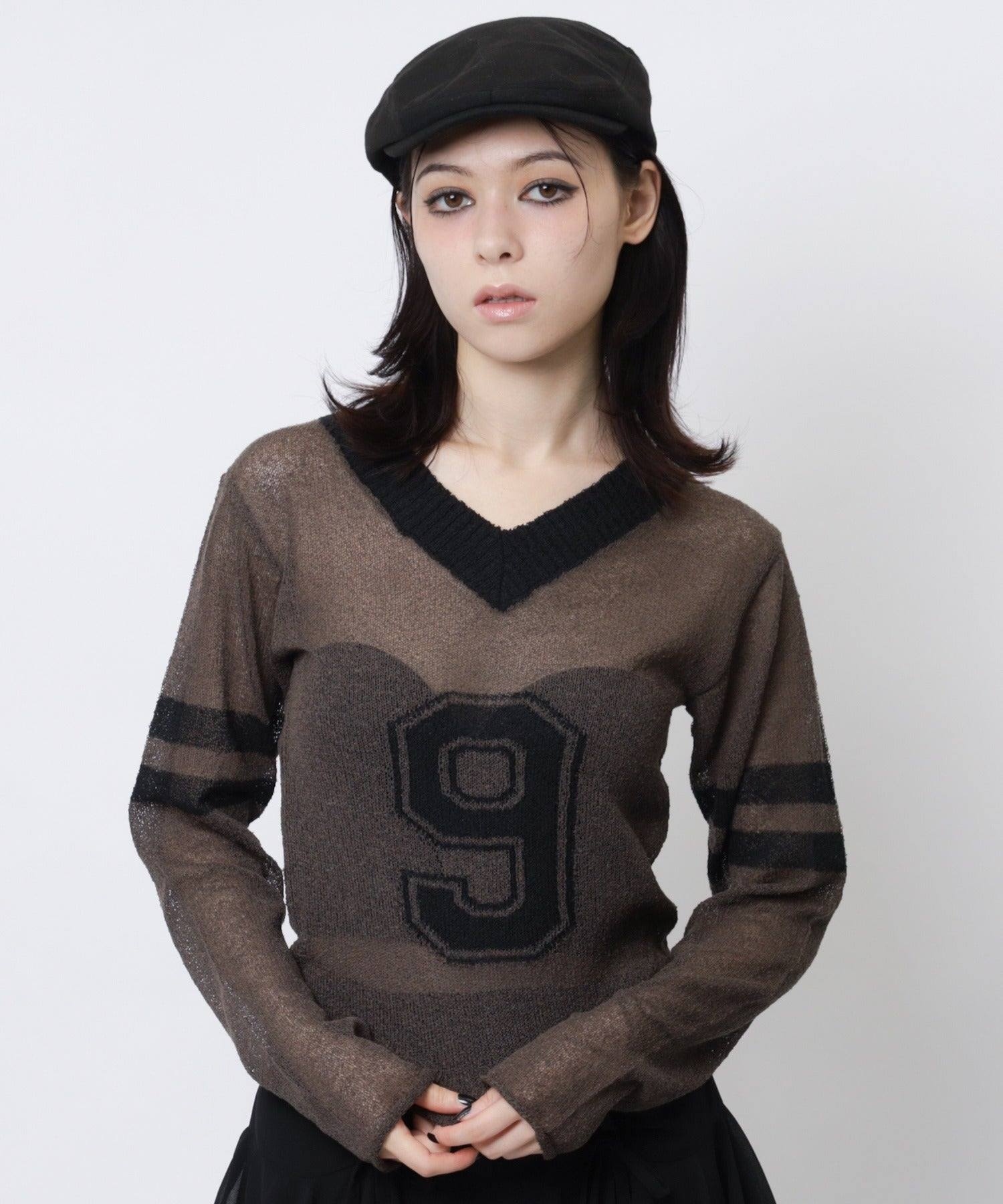 スパイラルガール SPIRALGIRL スポーティーナンバーショートニット (ブラウン) ブラウン