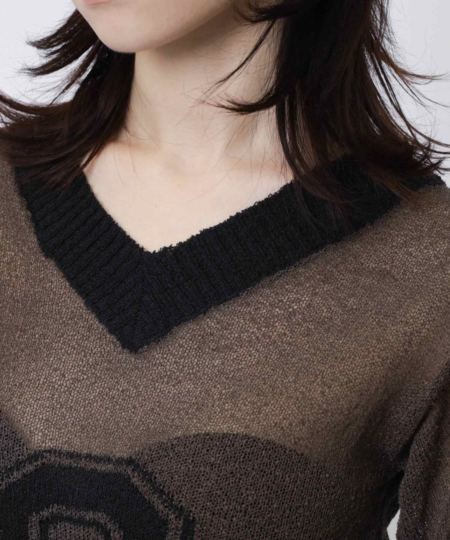 スパイラルガール SPIRALGIRL スポーティーナンバーショートニット (ブラウン) ブラウン