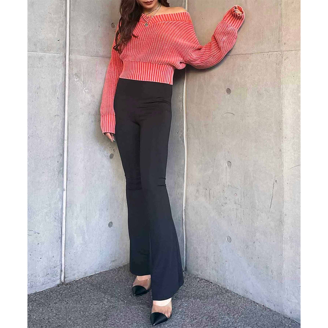 SPIRALGIRL Rib-knit bleached knit top