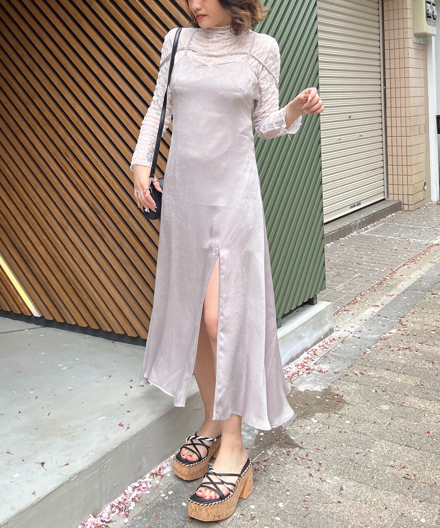 fitted lace wedding dress Spiralgirl Vintage Satin Strap Maxi Cami Dress