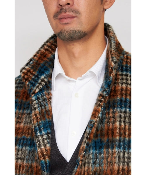 ハイストリート HIGH STREET HIGH STREET∴BALLIシャギーチェックスタンドコート (オレンジ) オレンジ
