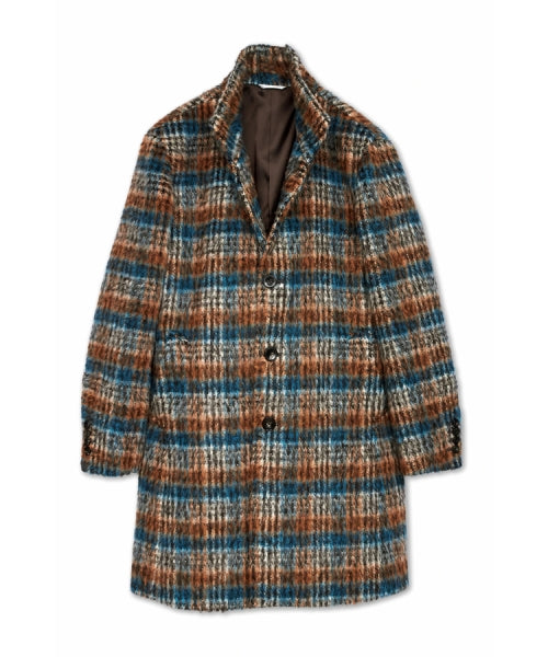 ハイストリート HIGH STREET HIGH STREET∴BALLIシャギーチェックスタンドコート (オレンジ) オレンジ