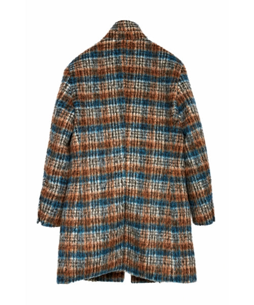 ハイストリート HIGH STREET HIGH STREET∴BALLIシャギーチェックスタンドコート (オレンジ) オレンジ