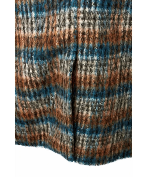 ハイストリート HIGH STREET HIGH STREET∴BALLIシャギーチェックスタンドコート (オレンジ) オレンジ