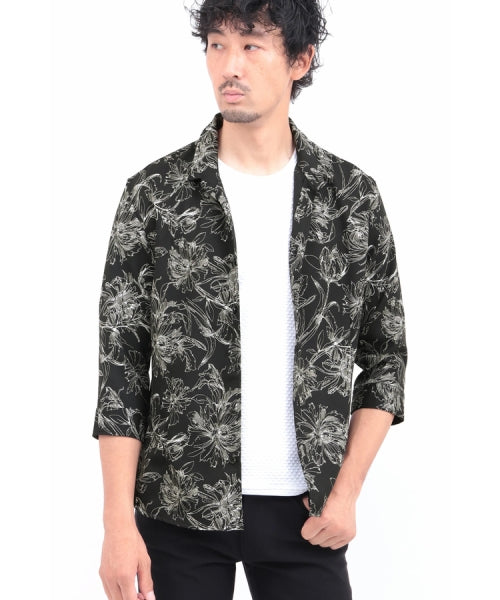 High Street Line Flower Short Wing 7/10 Sleeve Shirt