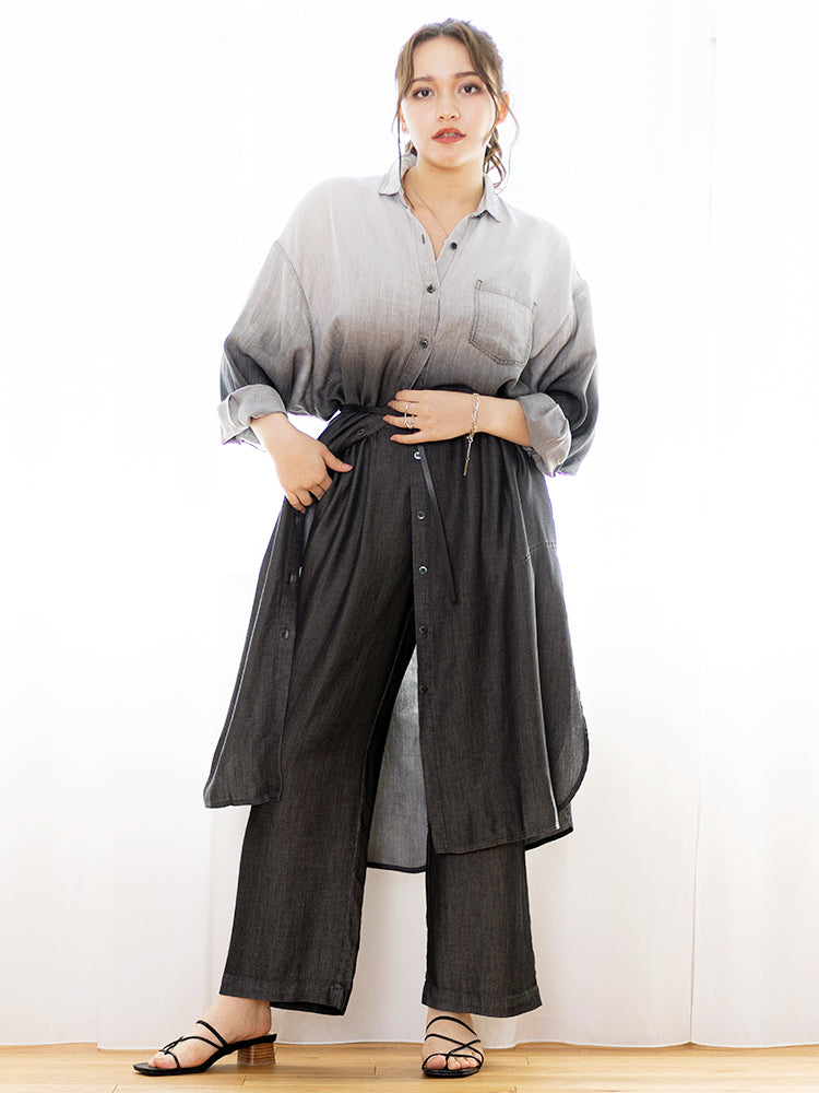 スペッチオ SPECCHIO 洗える セルロースバギーパンツ (ダークグレー) ダークグレー