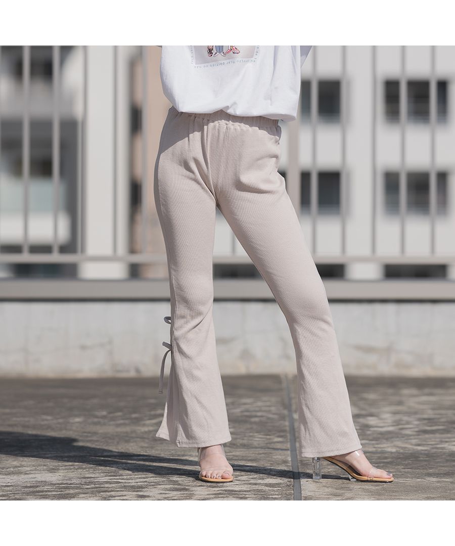 スピリトーゾ Spiritoso 【spiritoso】バックレースアップリブニットパンツ