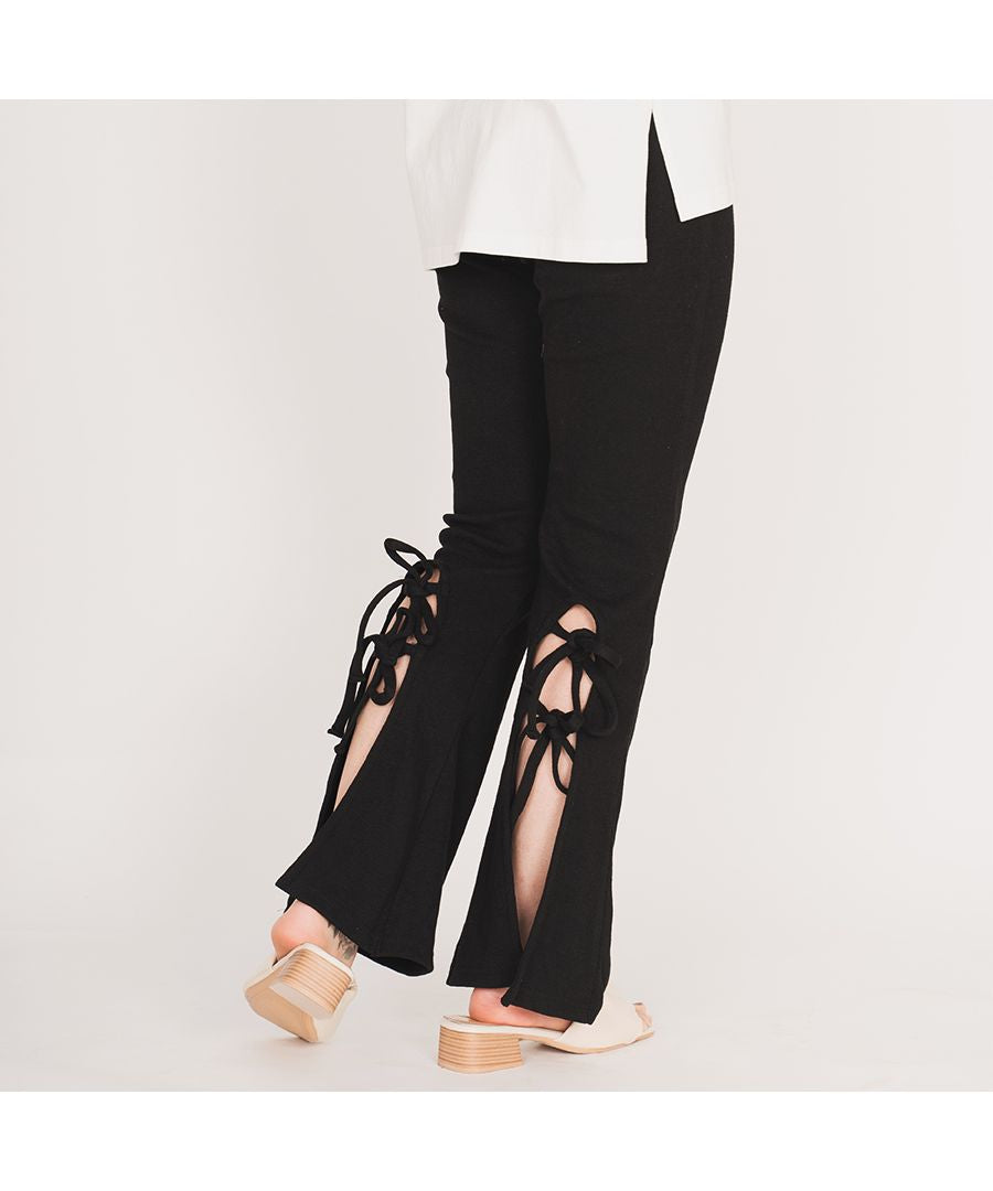 スピリトーゾ Spiritoso 【spiritoso】バックレースアップリブニットパンツ