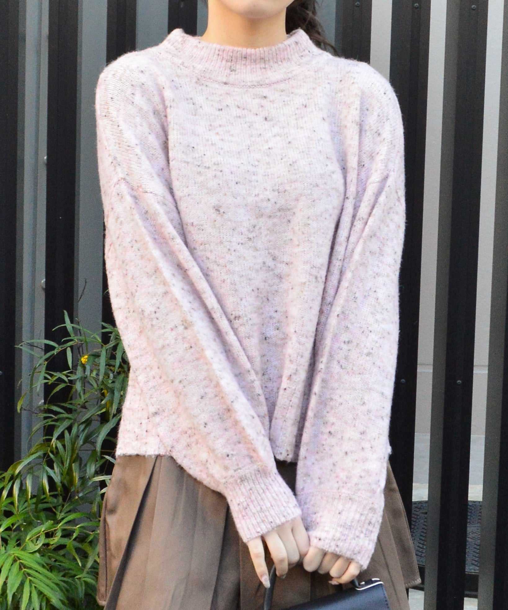 スピリトーゾ Spiritoso モックネックボリュームスリーブニット