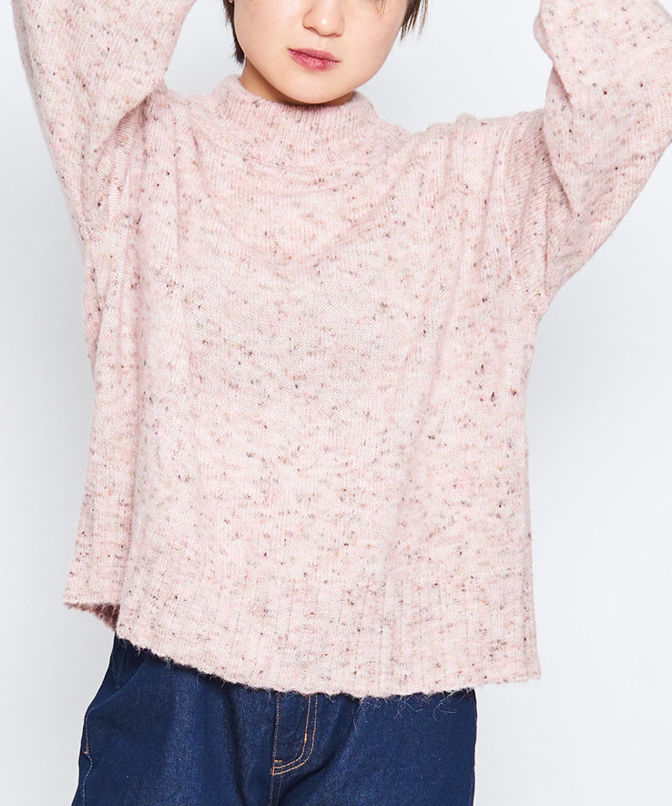 スピリトーゾ Spiritoso モックネックボリュームスリーブニット