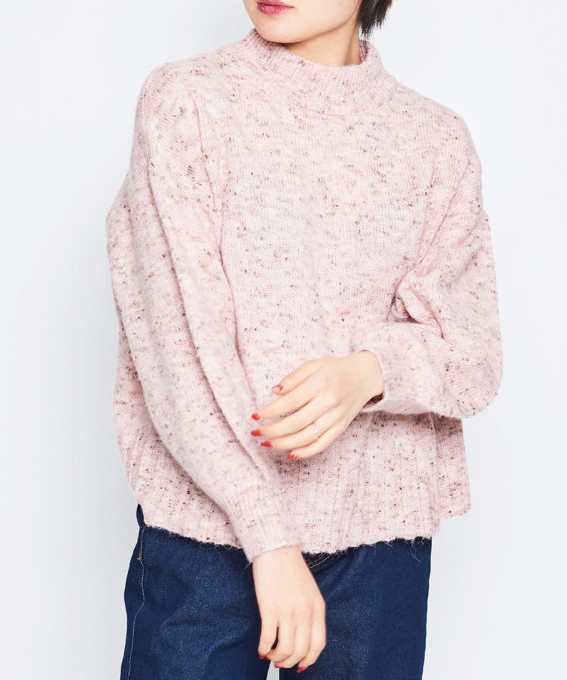 スピリトーゾ Spiritoso モックネックボリュームスリーブニット