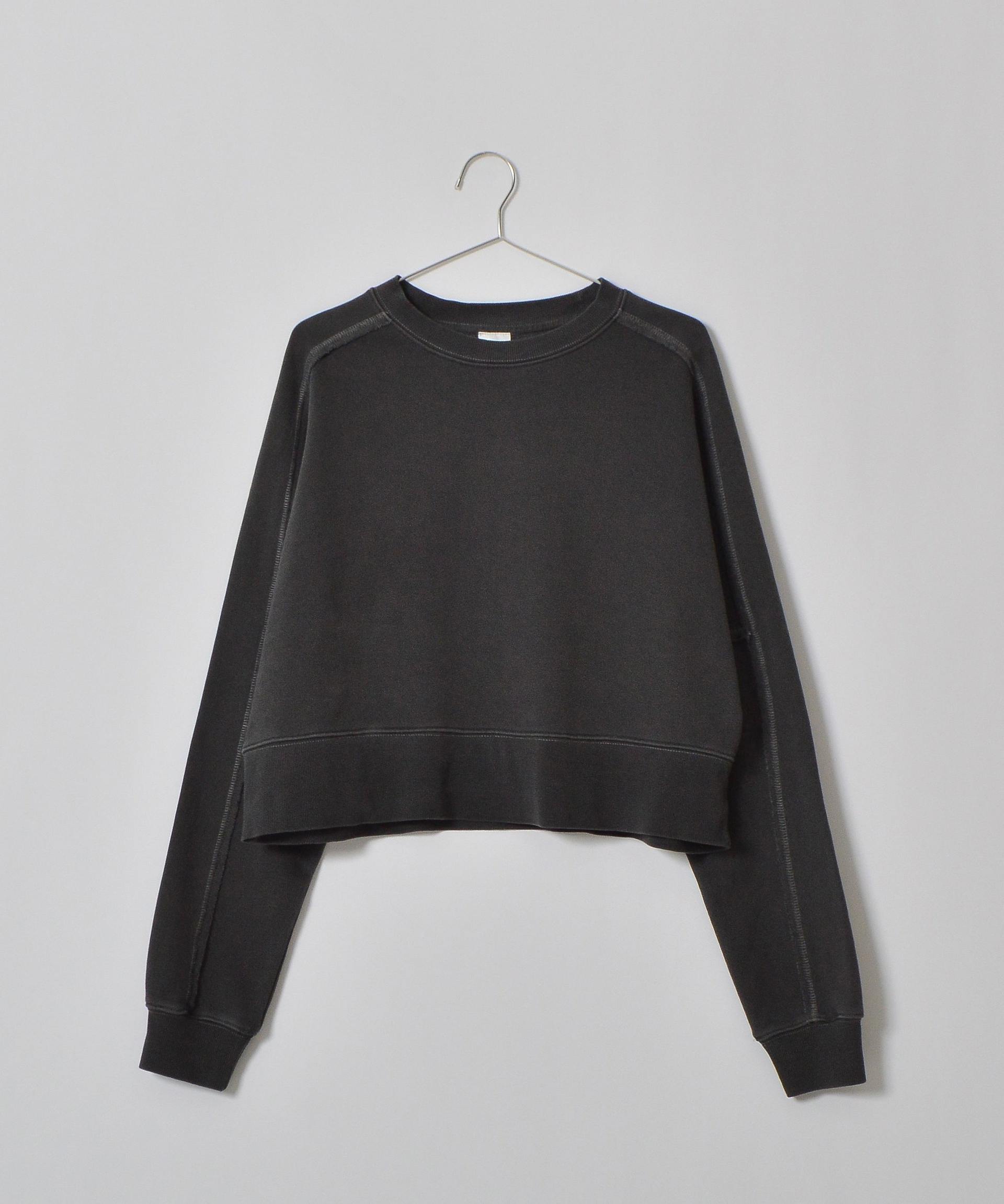 スピリトーゾ Spiritoso 裏毛ピグメントラグランクロップドスウェット