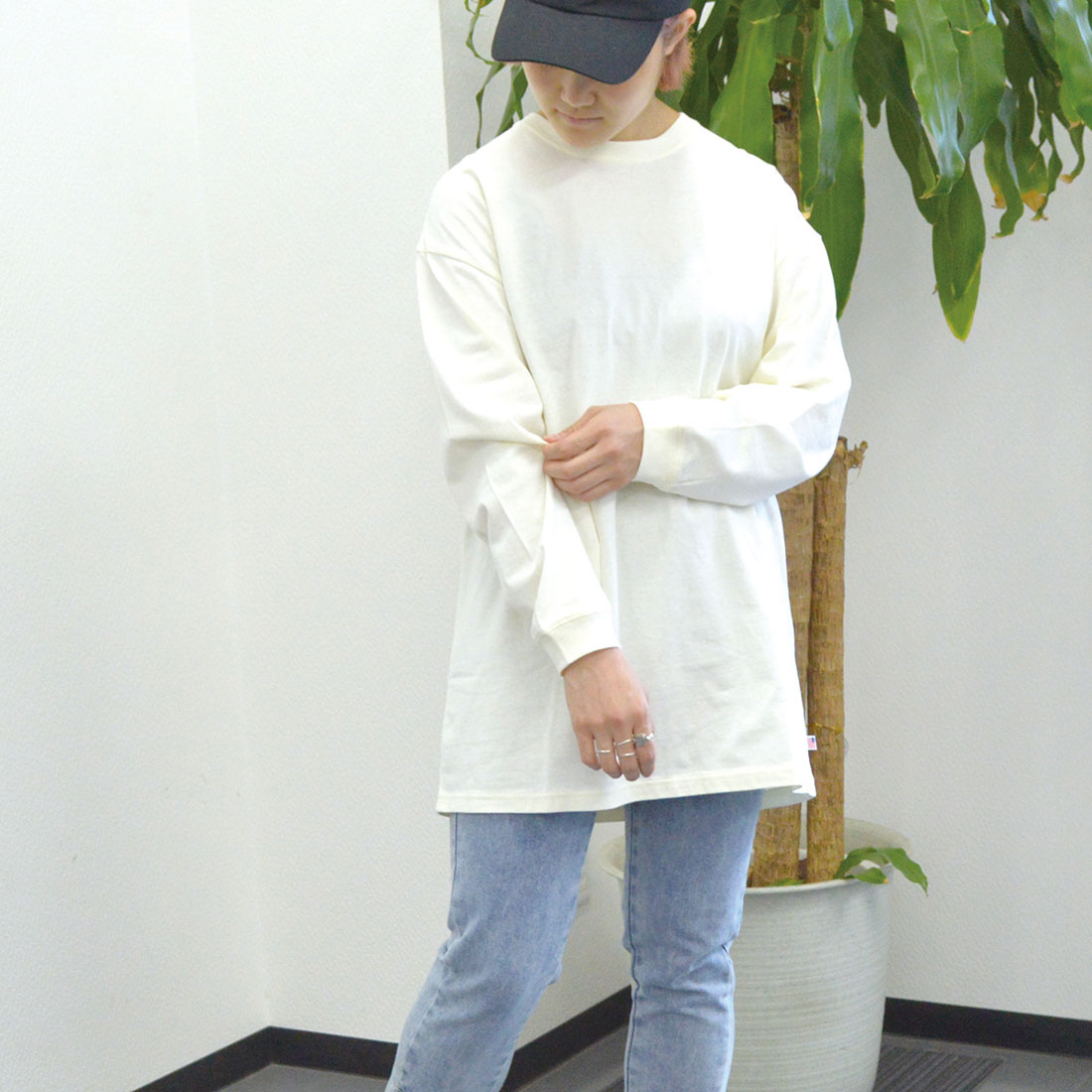 スピリトーゾ Spiritoso USAコットンロングロンT,オフホワイト