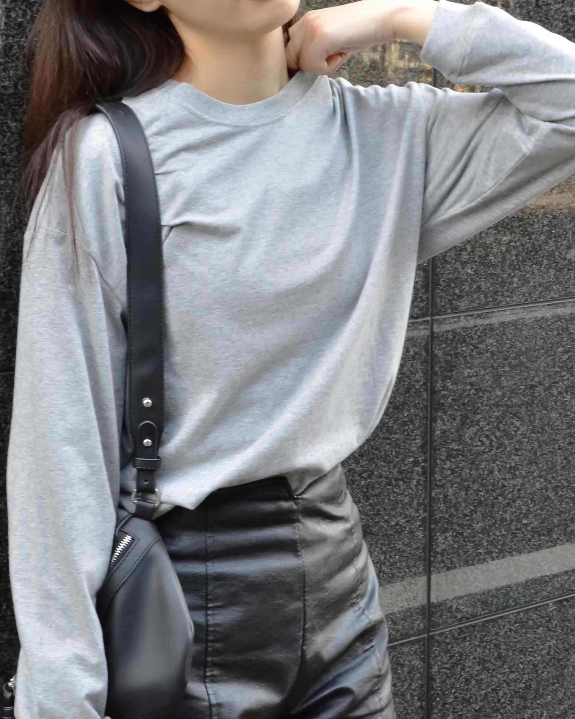 スピリトーゾ Spiritoso USAコットンロングロンT,杢グレー