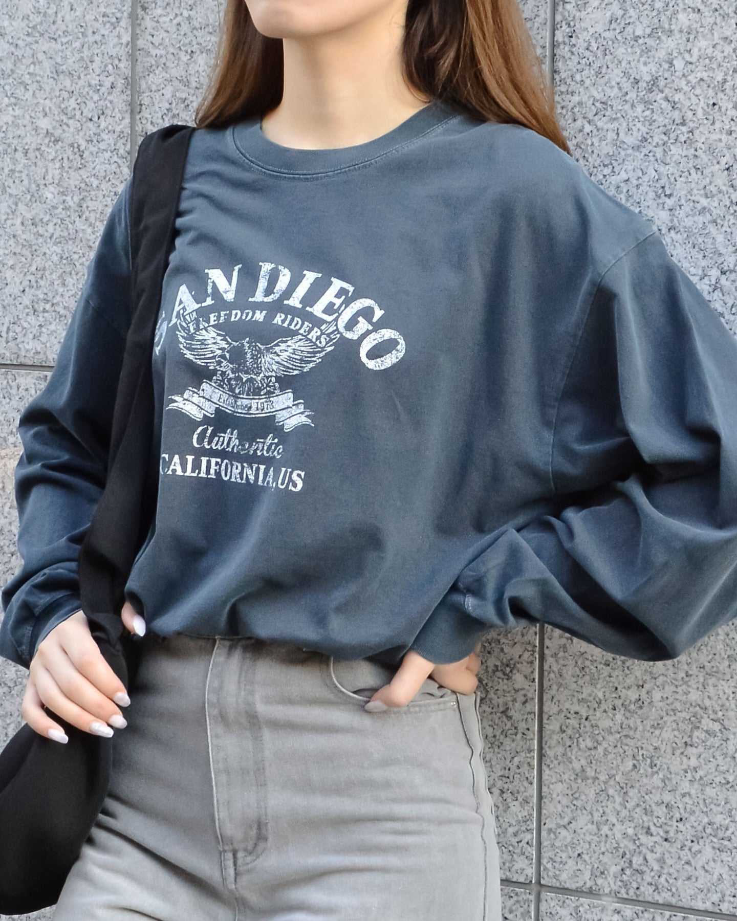 スピリトーゾ Spiritoso ピグメントアーチロゴイーグルプリントロンT