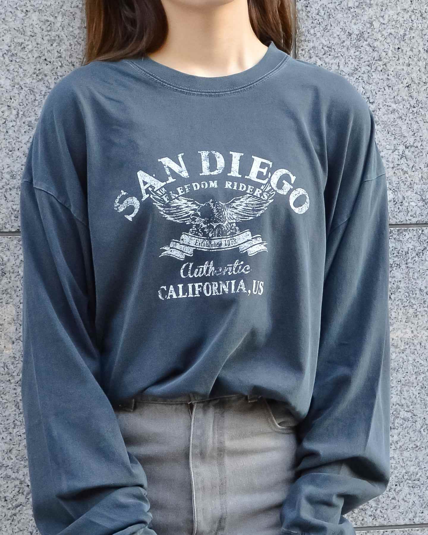 スピリトーゾ Spiritoso ピグメントアーチロゴイーグルプリントロンT