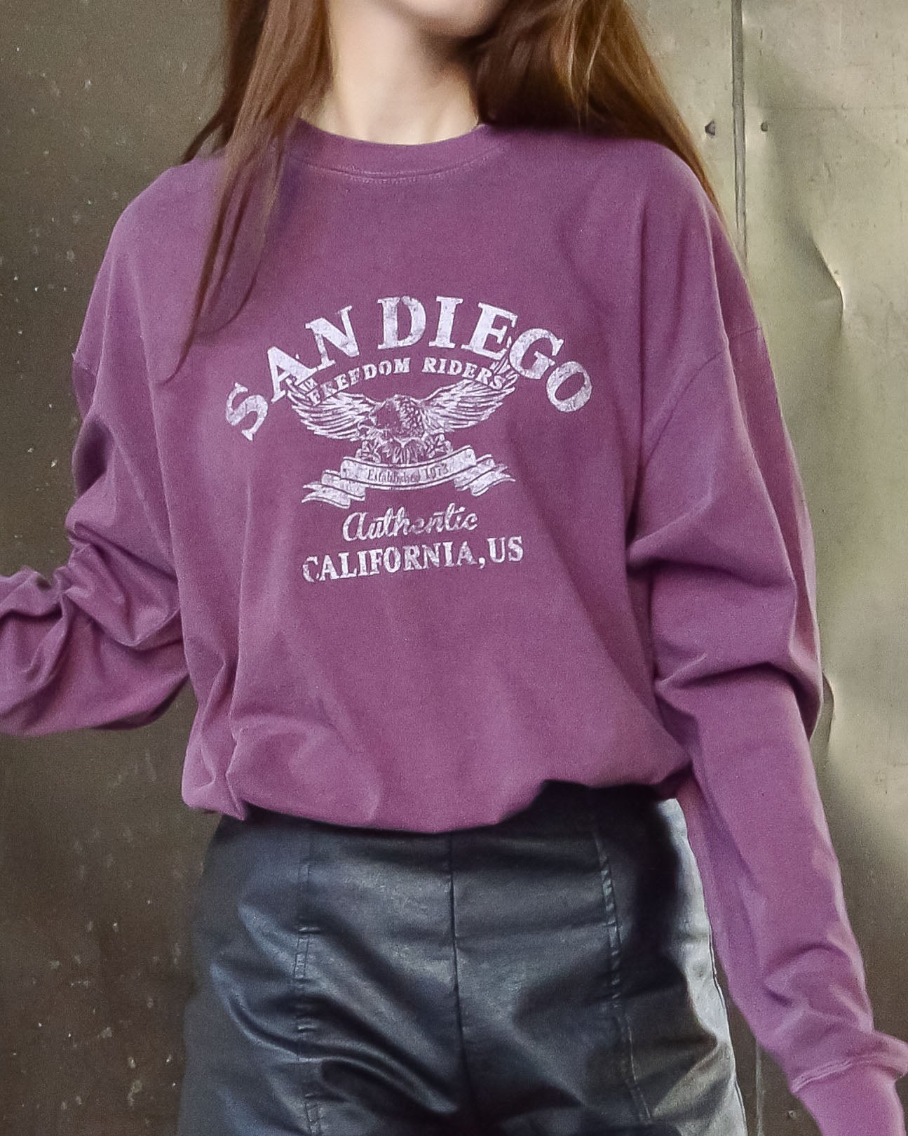 スピリトーゾ Spiritoso ピグメントアーチロゴイーグルプリントロンT,バーガンディー