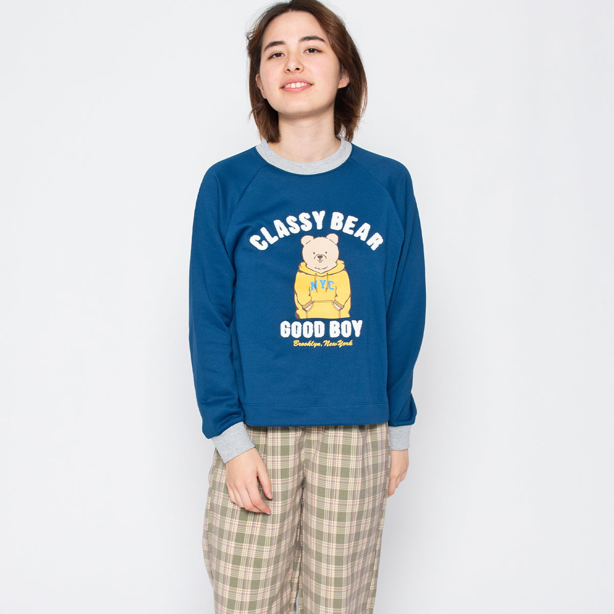 スピリトーゾ Spiritoso ベアプリントラグランスウェット