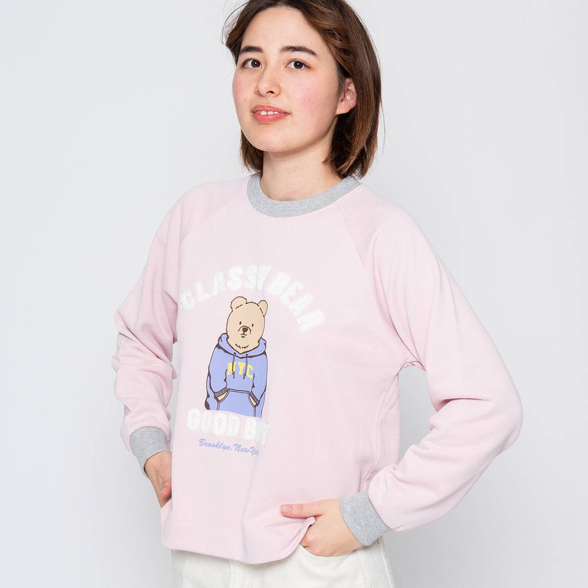 スピリトーゾ Spiritoso ベアプリントラグランスウェット