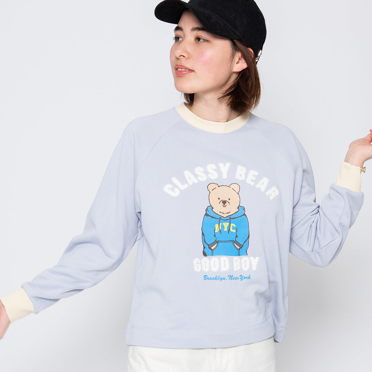 スピリトーゾ Spiritoso ベアプリントラグランスウェット