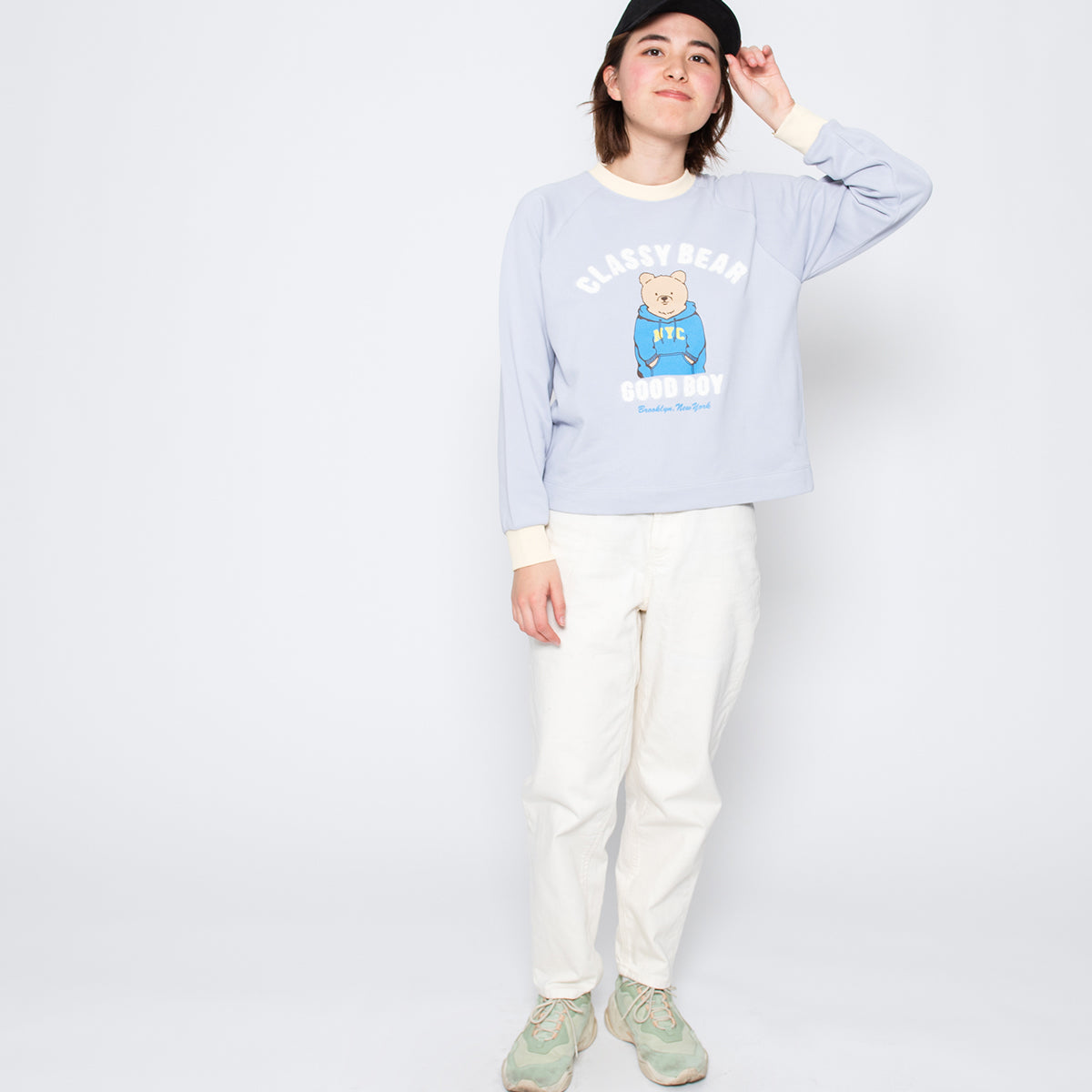 スピリトーゾ Spiritoso ベアプリントラグランスウェット