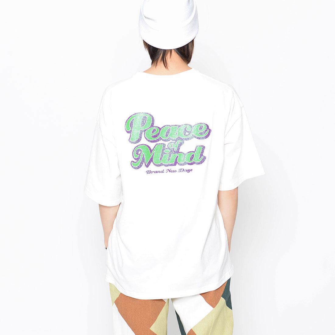 スピリトーゾ Spiritoso Peace Mind ラメプリントロゴTシャツ