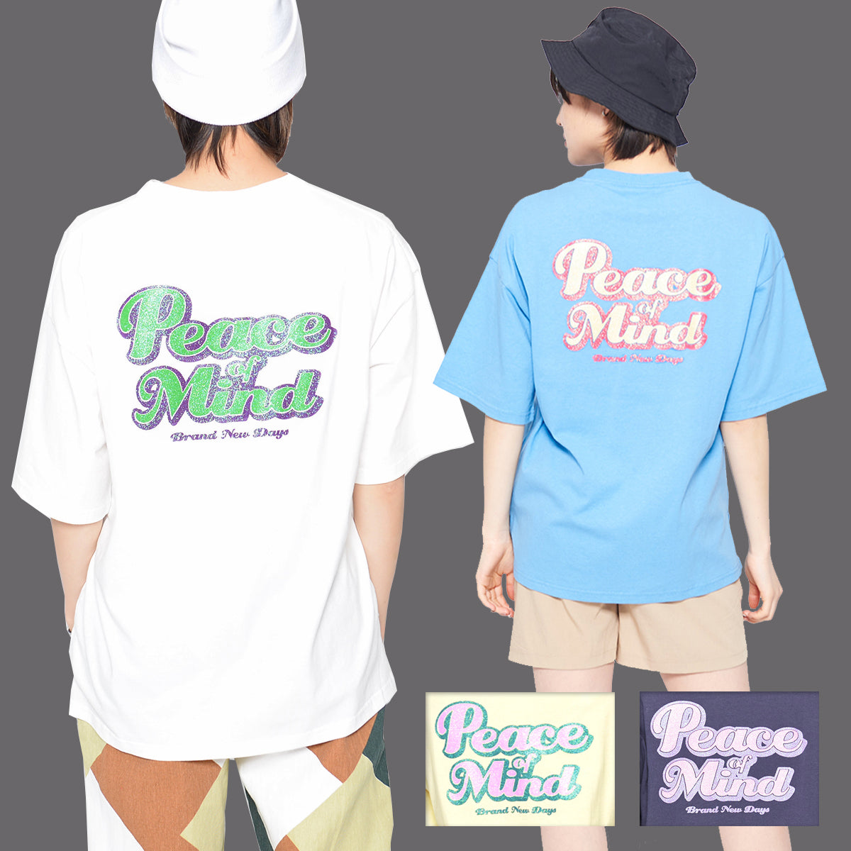 スピリトーゾ Spiritoso Peace Mind ラメプリントロゴTシャツ