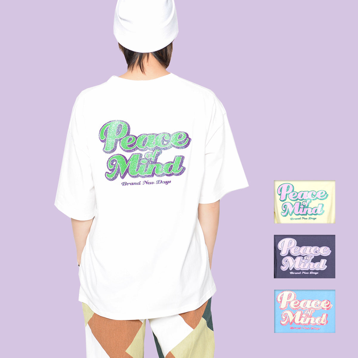 スピリトーゾ Spiritoso Peace Mind ラメプリントロゴTシャツ