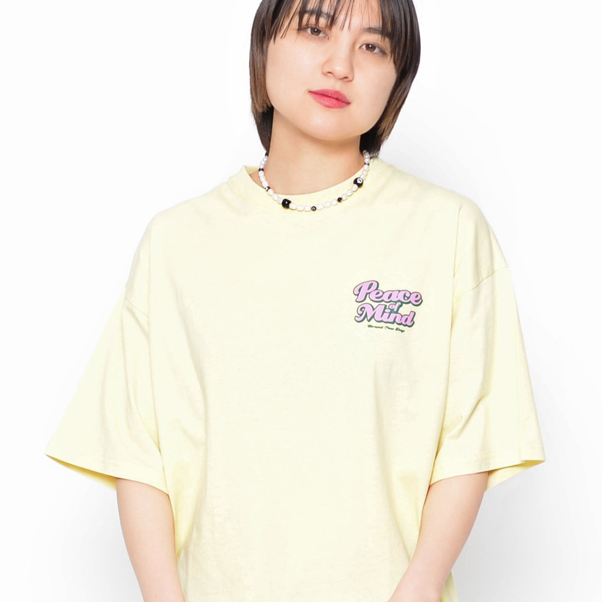 スピリトーゾ Spiritoso Peace Mind ラメプリントロゴTシャツ