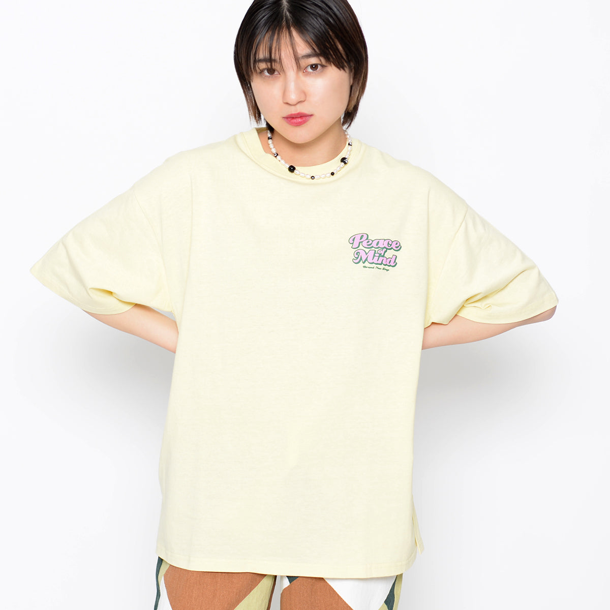 スピリトーゾ Spiritoso Peace Mind ラメプリントロゴTシャツ