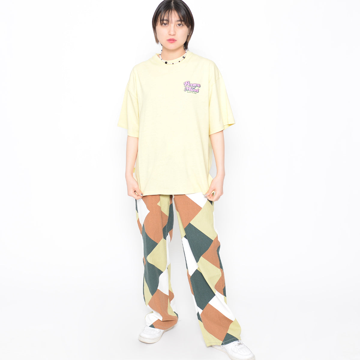 スピリトーゾ Spiritoso Peace Mind ラメプリントロゴTシャツ