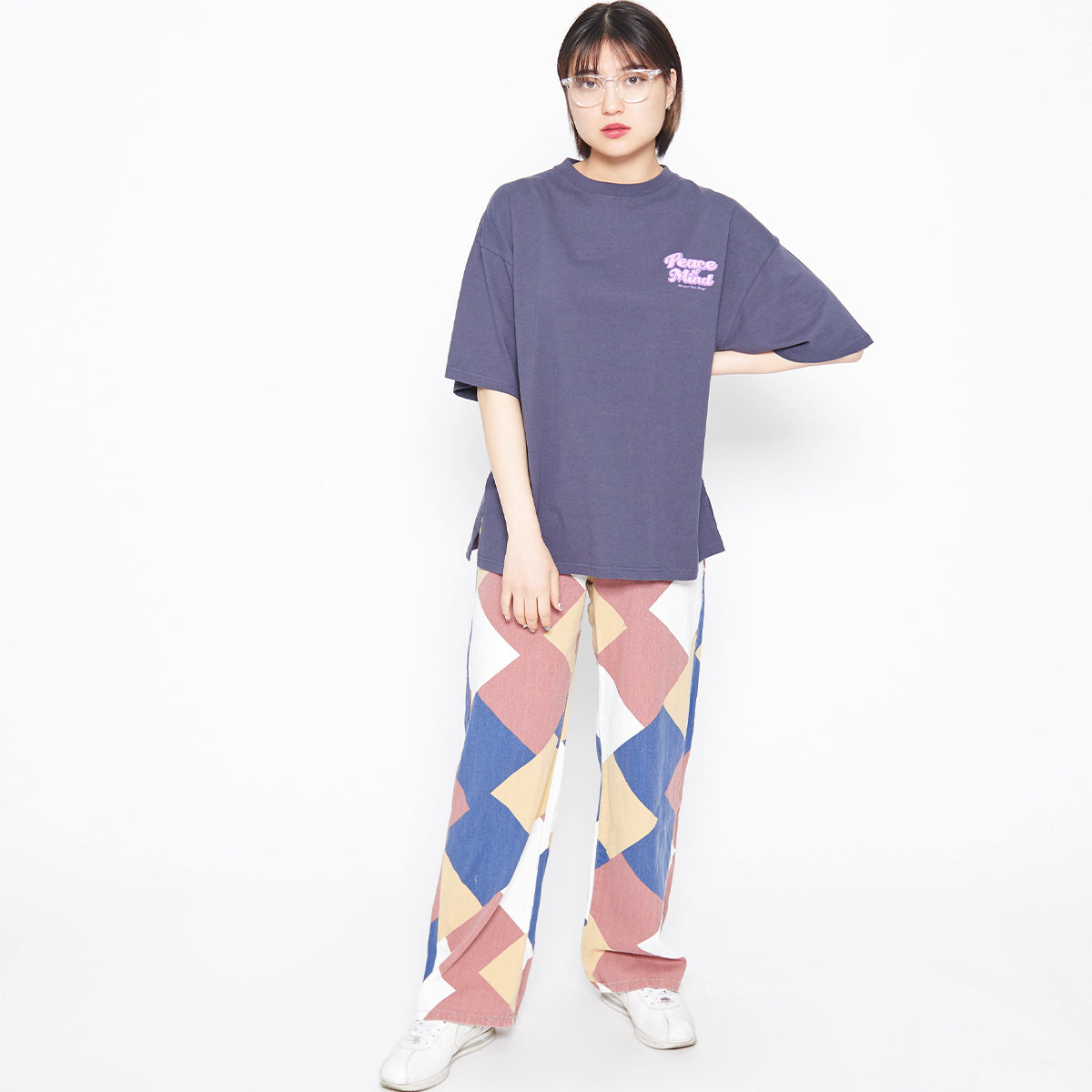 スピリトーゾ Spiritoso Peace Mind ラメプリントロゴTシャツ