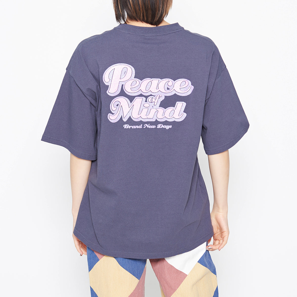 スピリトーゾ Spiritoso Peace Mind ラメプリントロゴTシャツ