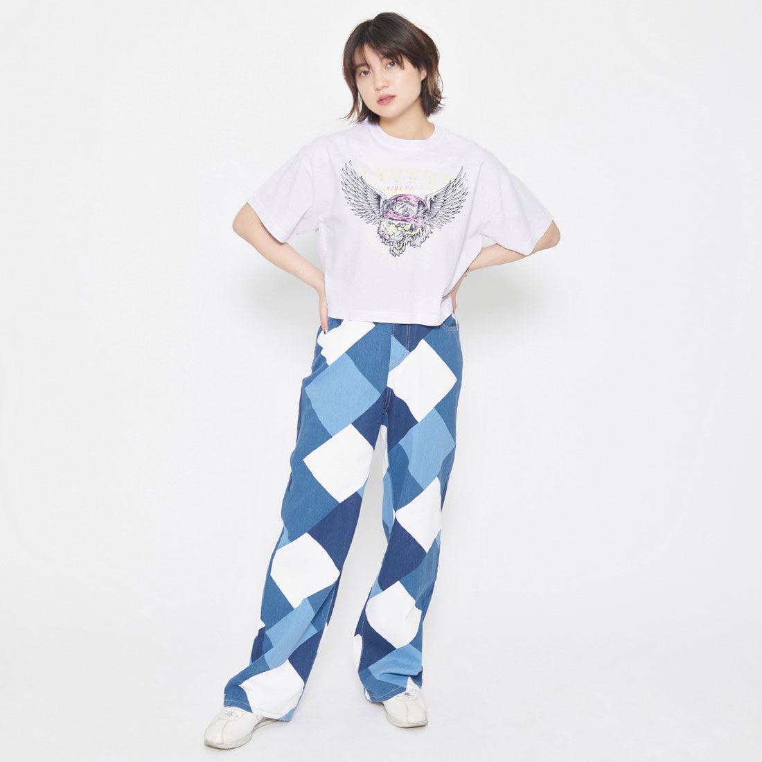 スピリトーゾ Spiritoso CUSTOMタイガープリント ショート丈Tシャツ