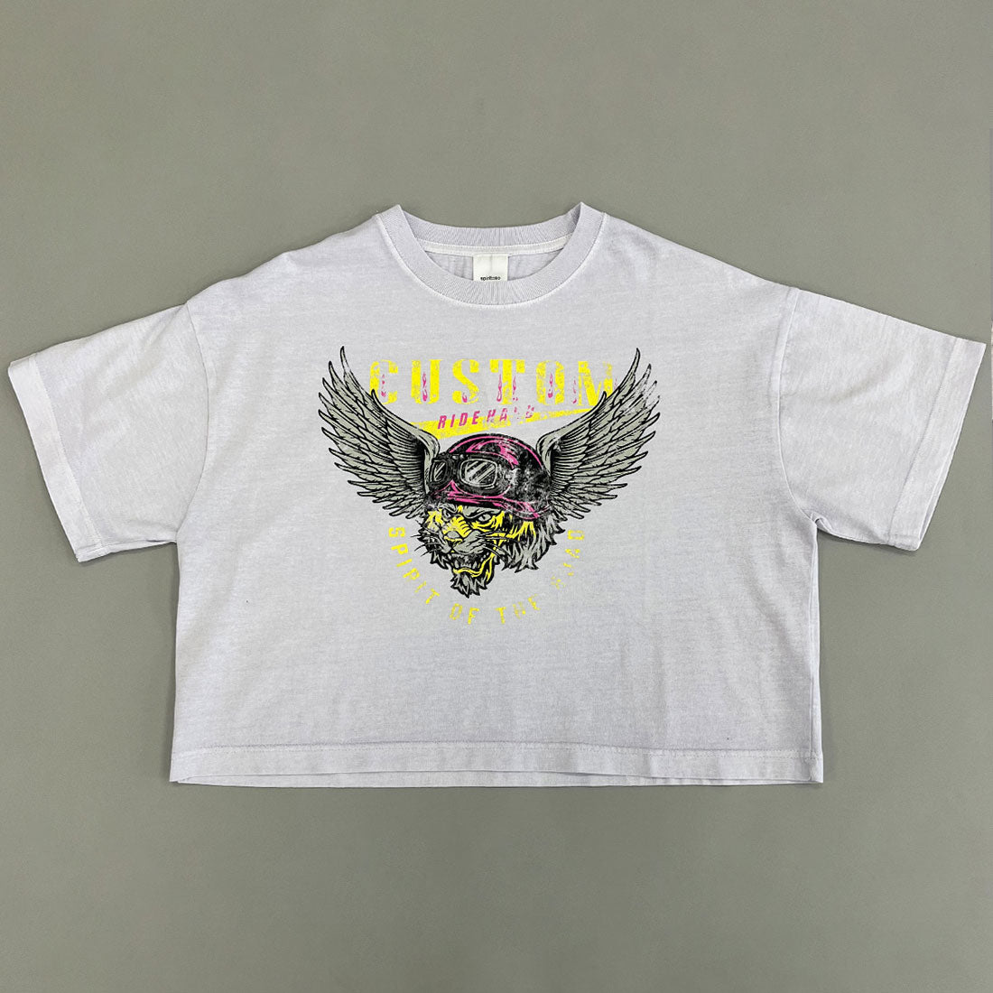 スピリトーゾ Spiritoso CUSTOMタイガープリント ショート丈Tシャツ