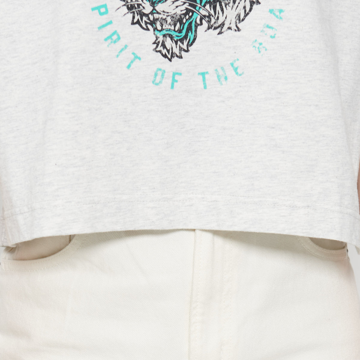 スピリトーゾ Spiritoso CUSTOMタイガープリント ショート丈Tシャツ