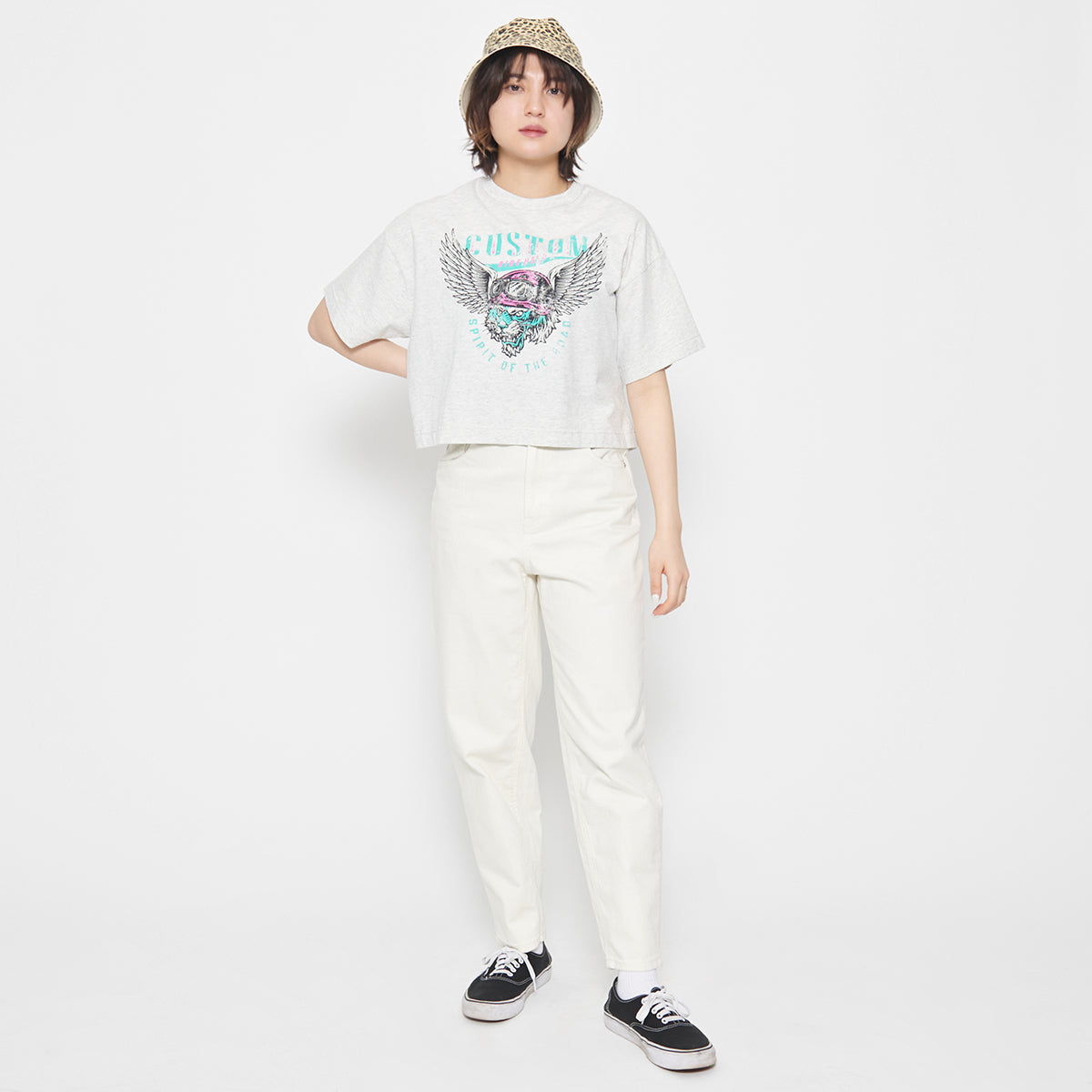 スピリトーゾ Spiritoso CUSTOMタイガープリント ショート丈Tシャツ