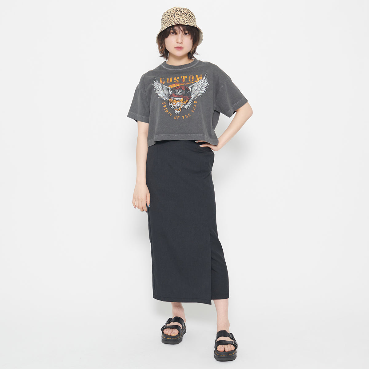 スピリトーゾ Spiritoso CUSTOMタイガープリント ショート丈Tシャツ