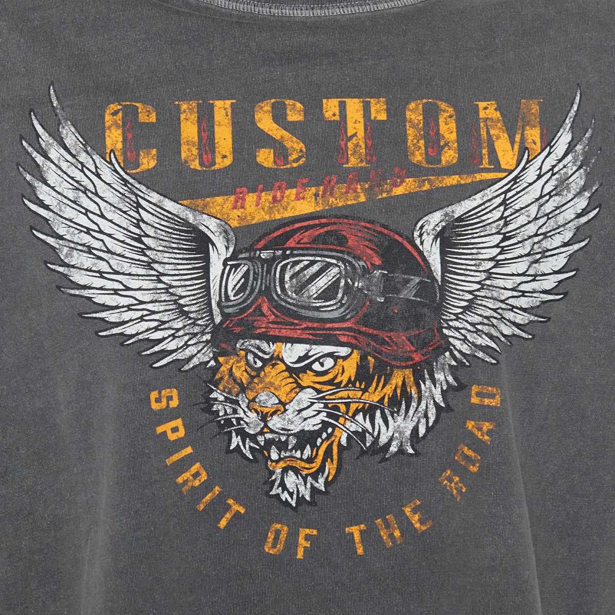 スピリトーゾ Spiritoso CUSTOMタイガープリント ショート丈Tシャツ