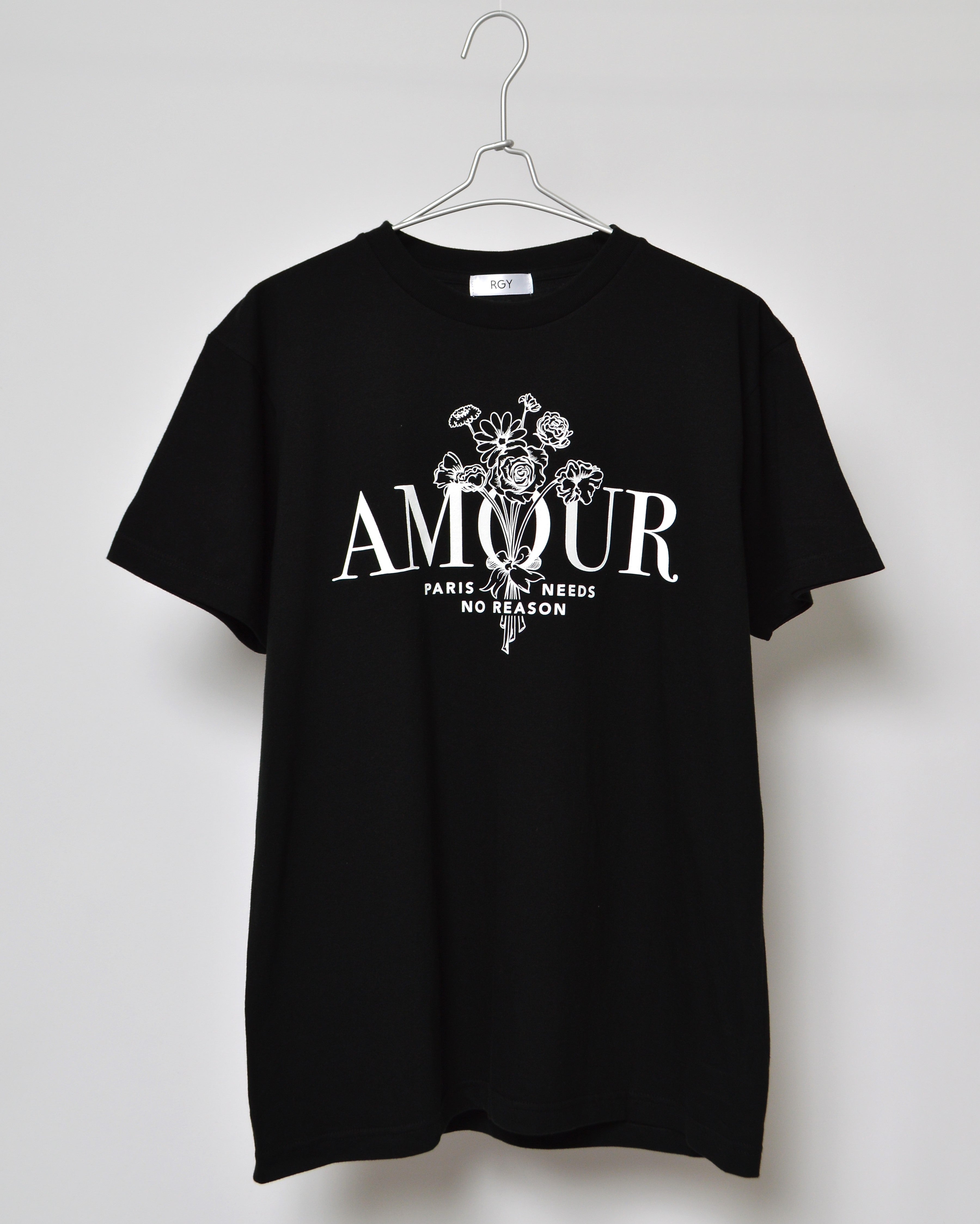 スピリトーゾ Spiritoso AMOUR 花柄プリントTシャツ (ブラック) ブラック
