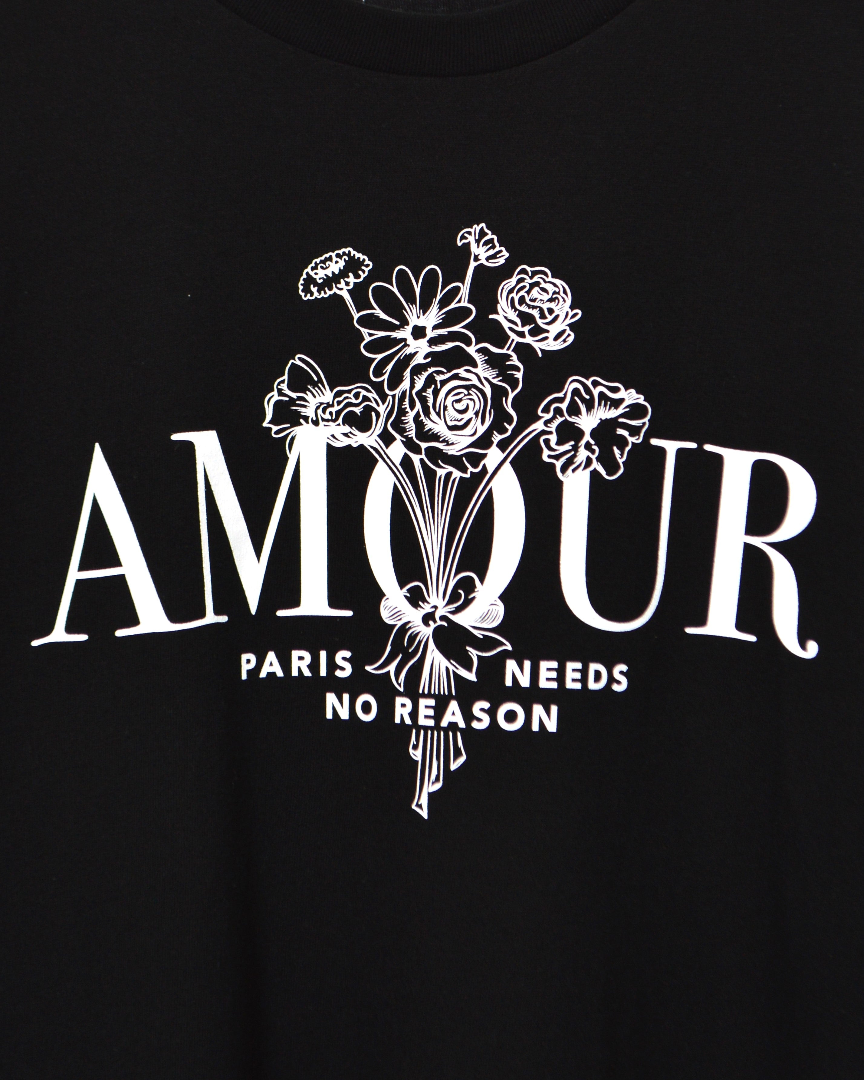 スピリトーゾ Spiritoso AMOUR 花柄プリントTシャツ (ブラック) ブラック