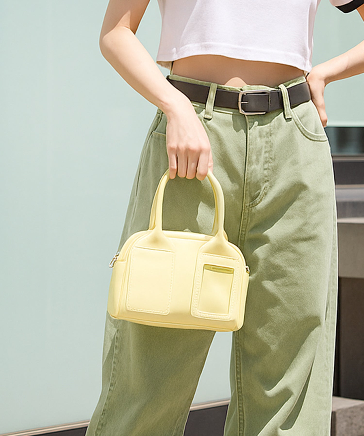 スタイロ styiro カードポケットボストントート/ショルダーバッグ (イエロー) イエロー