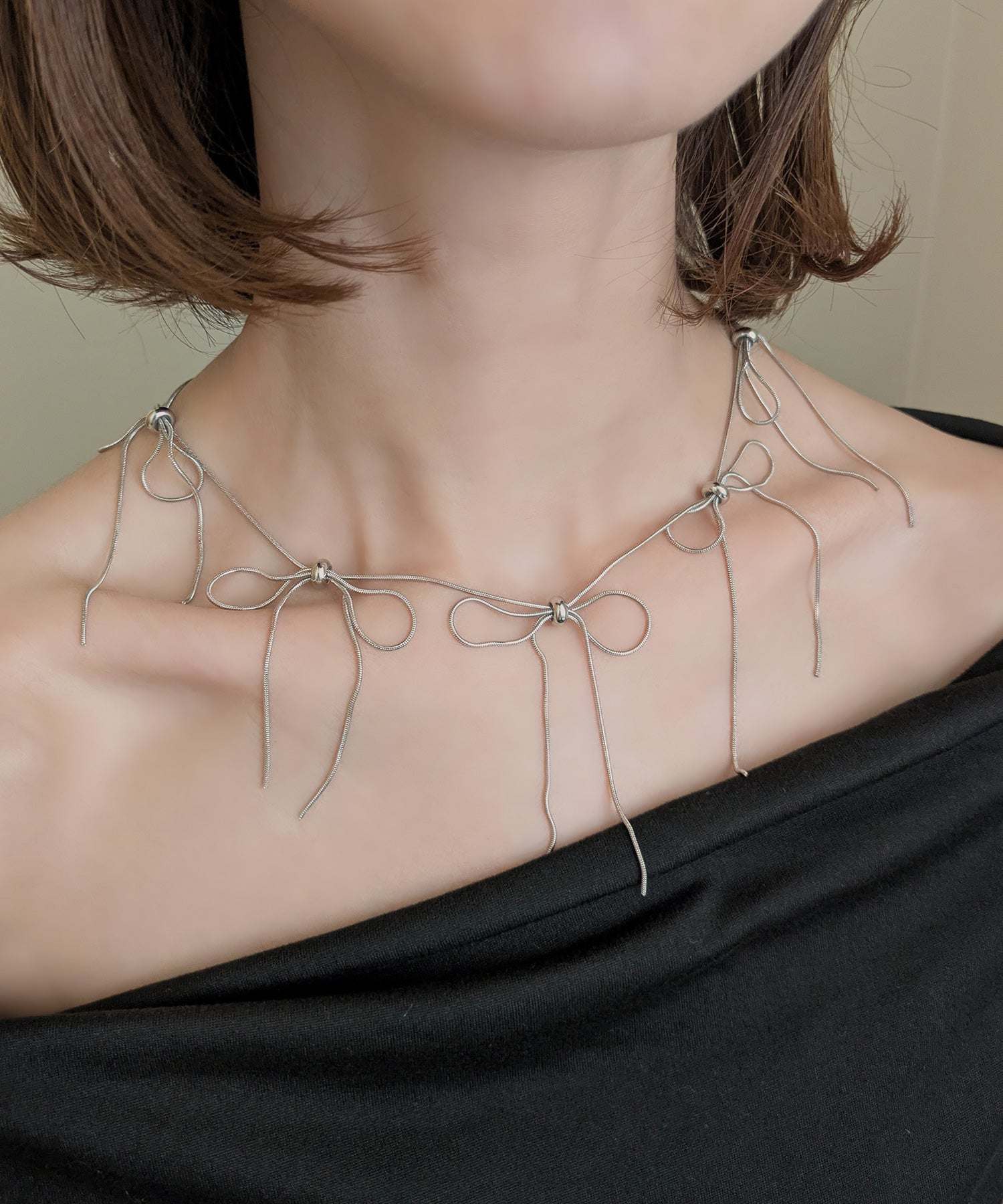 スタイロ styiro ニッケルフリー リボンチェーンネックレス (シルバー) シルバー