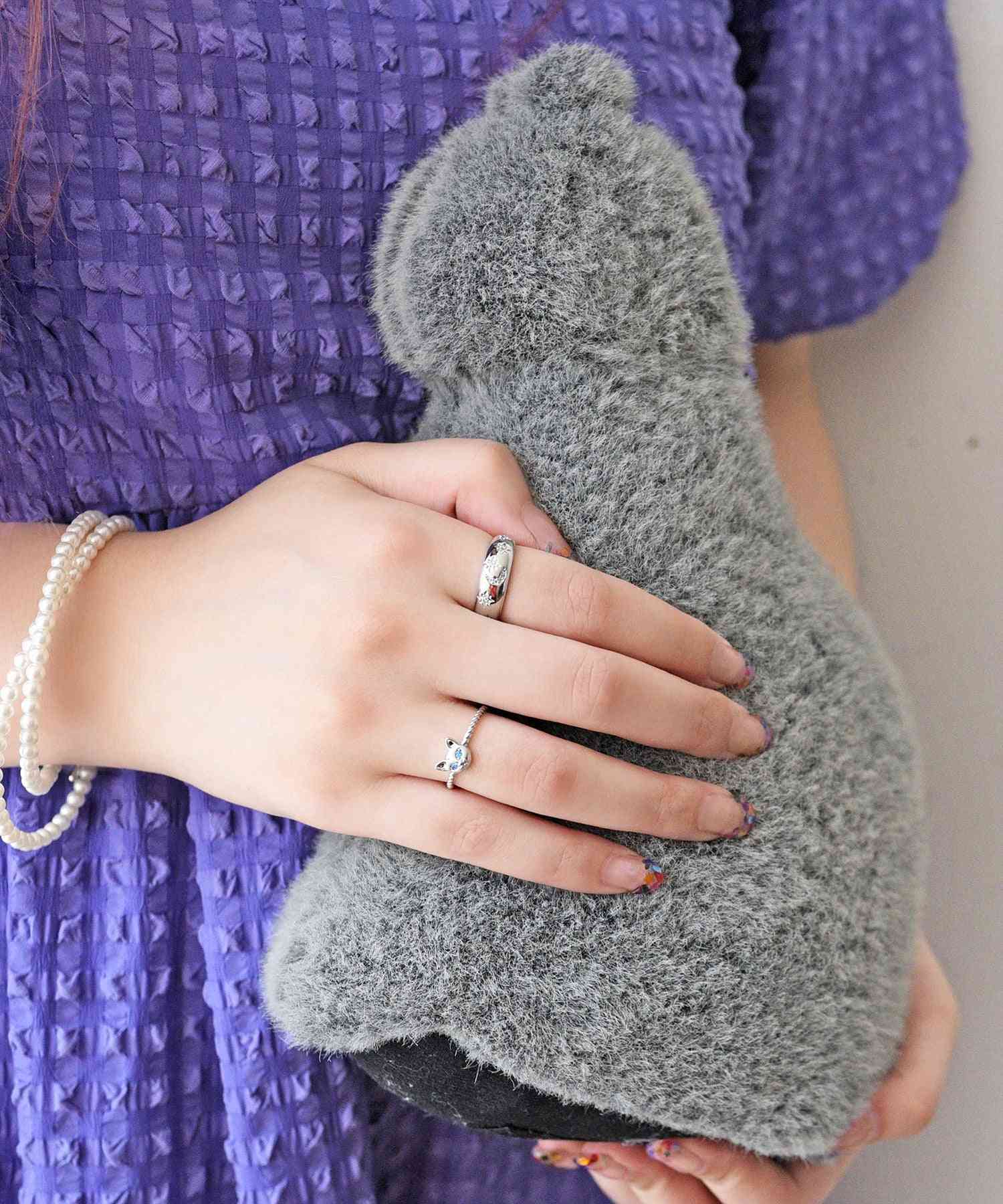 スタイロ styiro ニッケルフリー 青い目の猫リング (シルバー) シルバー