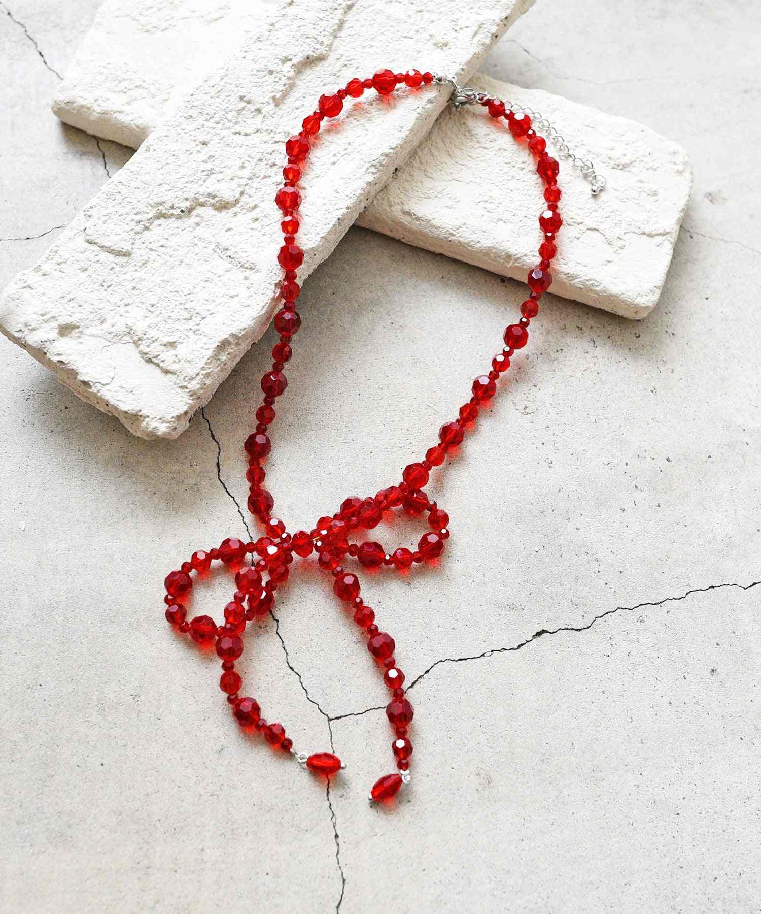 スタイロ styiro リボンビーズネックレス (レッド) レッド