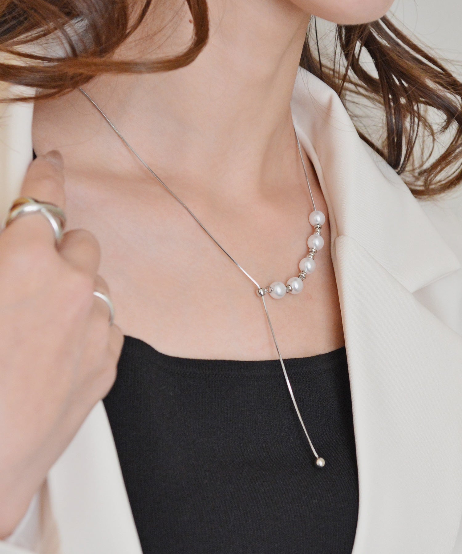 スタイロ styiro ニッケルフリー シルバー×パールビジューネックレス (アソート5) アソート5